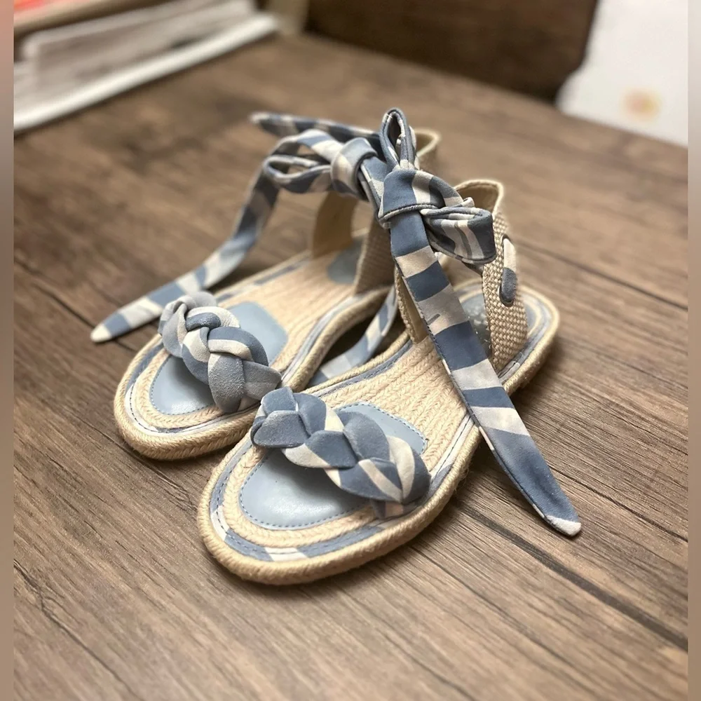 Vince Camuto Kastela Leather Lace-up Sandal In Cerulean Blu NWOT